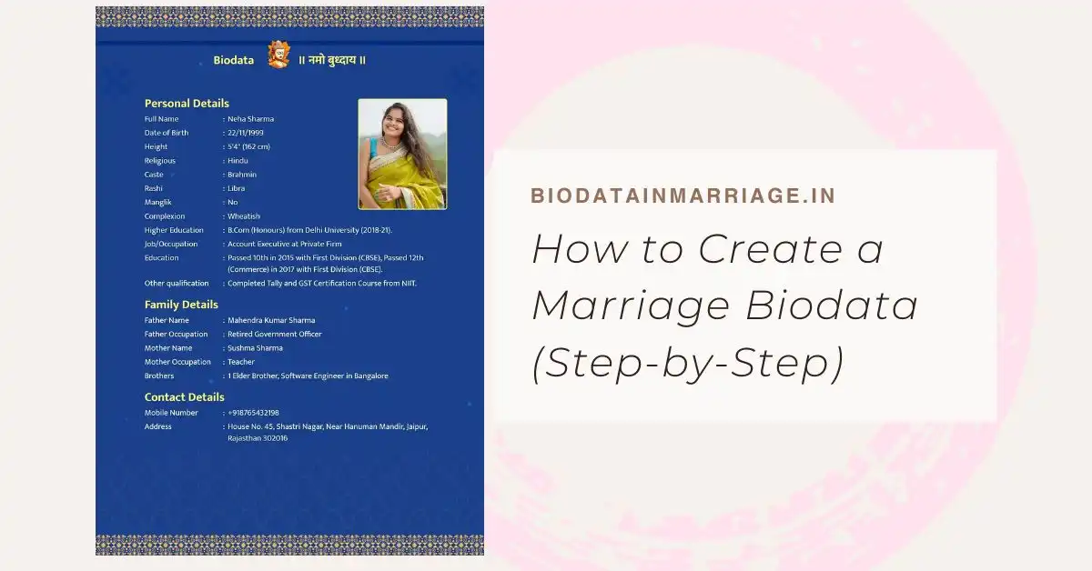 How to Create Marriage Biodata Step by Step