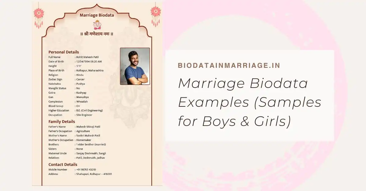 Marriage Biodata Examples and Samples