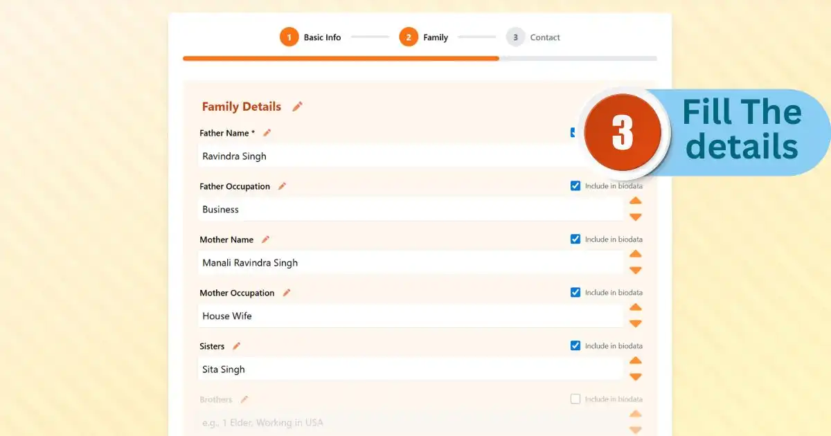 Fill Family Details