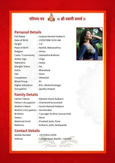 Abstract Red biodata template